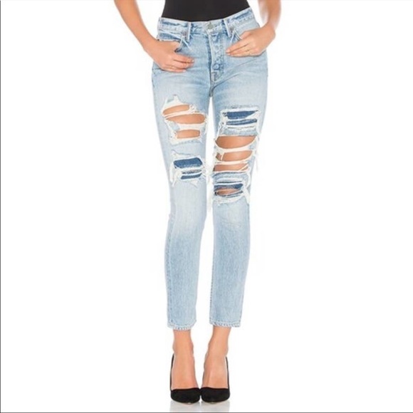 GRLFRND Karolina Distressed High Rise Skinny Ripped Cotton Jean NEW - Picture 2 of 15